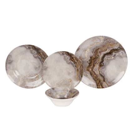 Conjunto de jantar 24 peças castanho/cerâmica