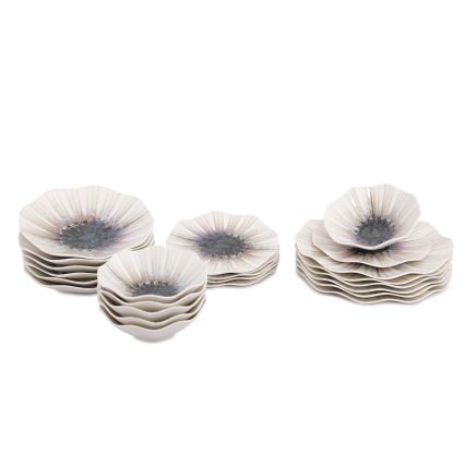 Conjunto de jantar 24 peças castanho/porcelana