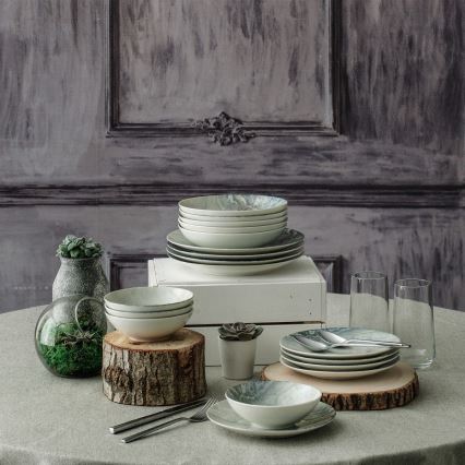 Conjunto de jantar 24 peças castanho/porcelana