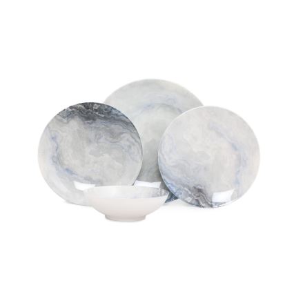 Conjunto de jantar 24 peças castanho/porcelana