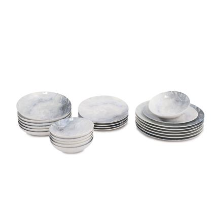 Conjunto de jantar 24 peças castanho/porcelana