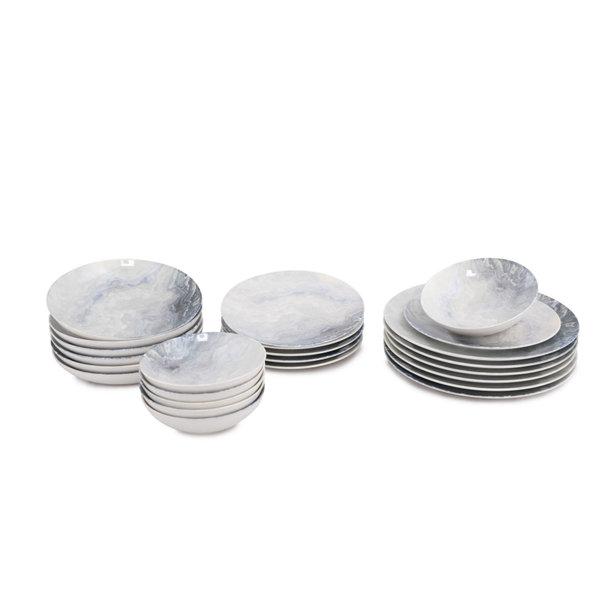 Conjunto de jantar 24 peças castanho/porcelana