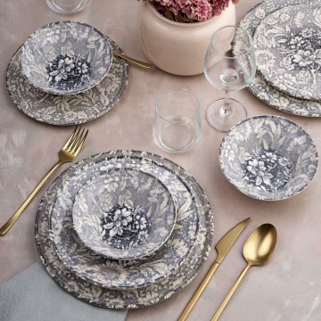 Conjunto de jantar 24 peças cinzento/cerâmica