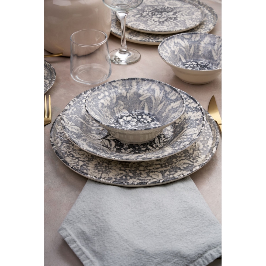 Conjunto de jantar 24 peças cinzento/cerâmica