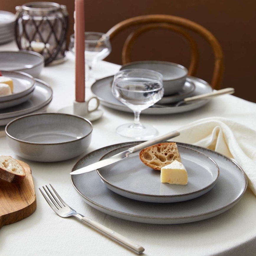 Conjunto de jantar 24 peças cinzento/porcelana