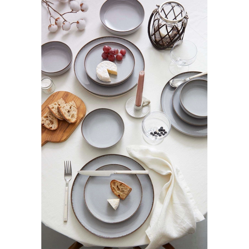 Conjunto de jantar 24 peças cinzento/porcelana