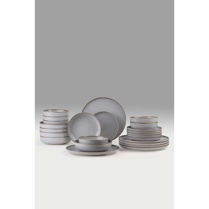 Conjunto de jantar 24 peças cinzento/porcelana