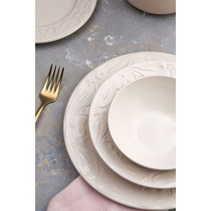 Conjunto de jantar 24 peças creme/cerâmica