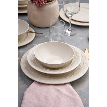 Conjunto de jantar 24 peças creme/cerâmica