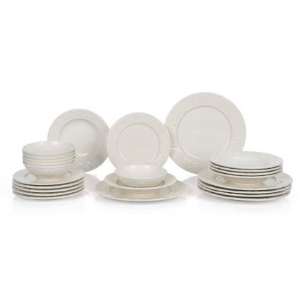Conjunto de jantar 24 peças creme/cerâmica