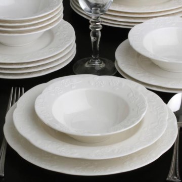 Conjunto de jantar 24 peças creme/porcelana
