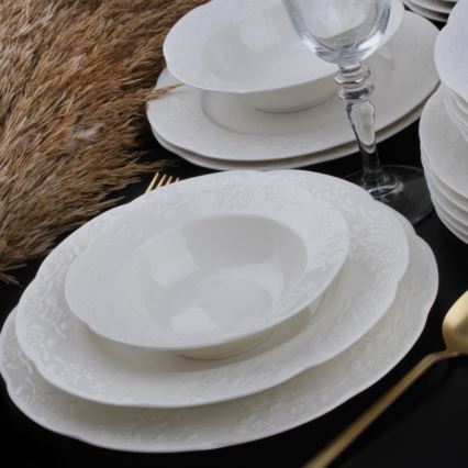 Conjunto de jantar 24 peças creme/porcelana