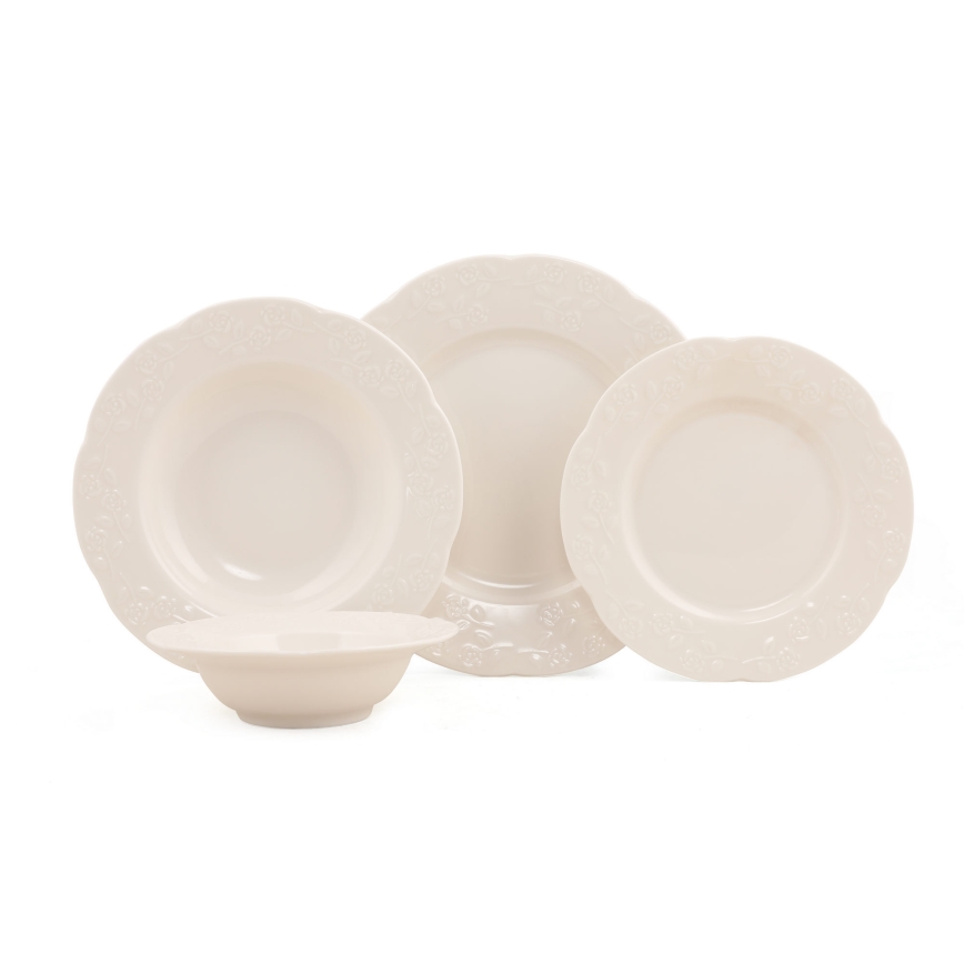 Conjunto de jantar 24 peças creme/porcelana