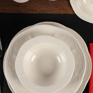 Conjunto de jantar 24 peças creme/porcelana