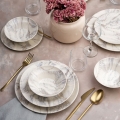 Conjunto de jantar 24 peças em cerâmica, branco/cinza
