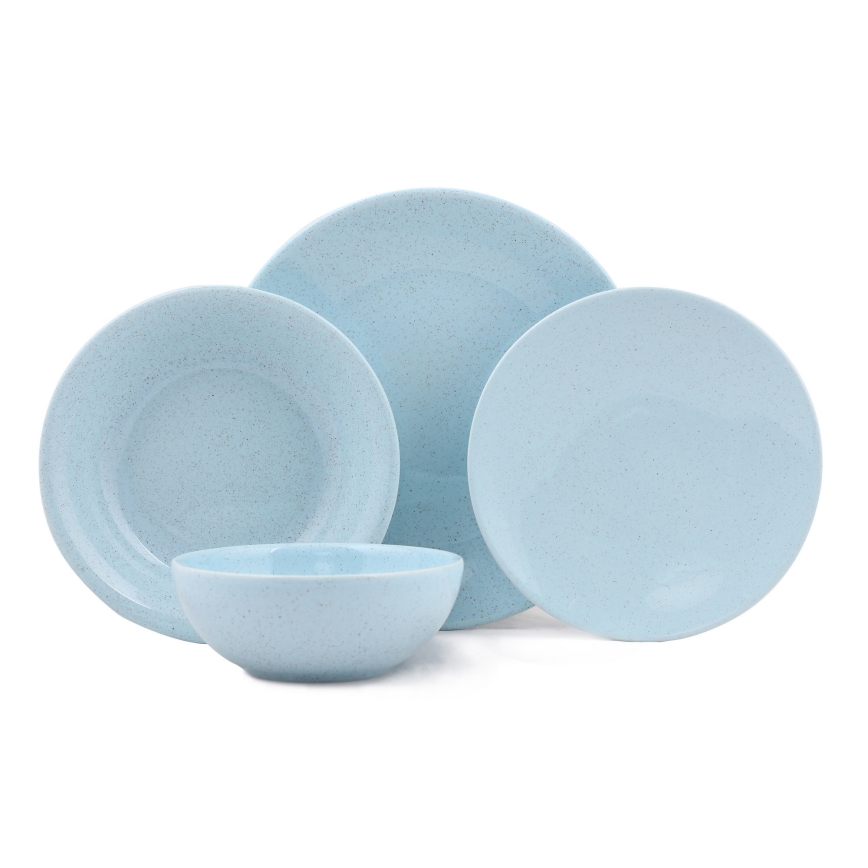 Conjunto de jantar 24 peças em porcelana, azul
