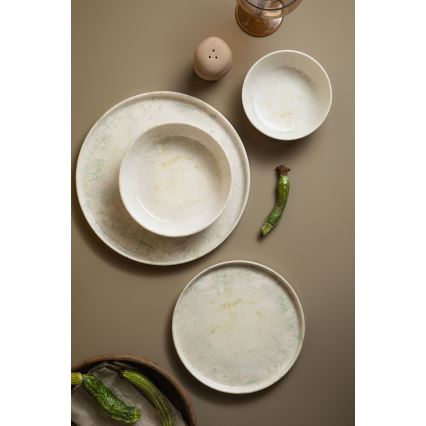 Conjunto de jantar 24 peças em porcelana, bege