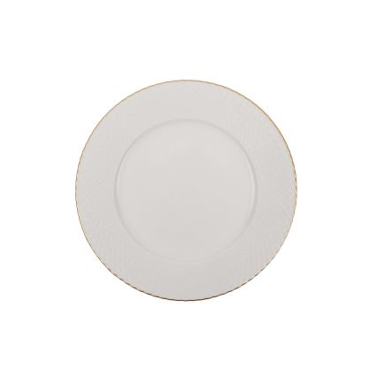 Conjunto de jantar 24 peças em porcelana branca com acabamento dourado