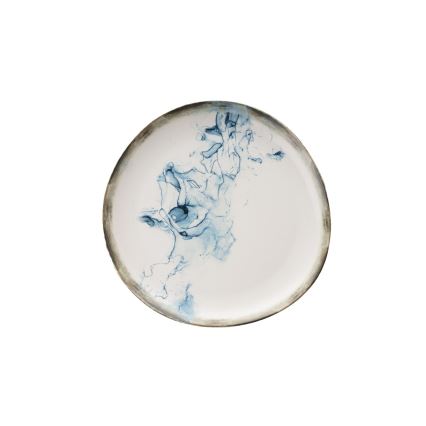 Conjunto de jantar 24 peças em porcelana branca e azul