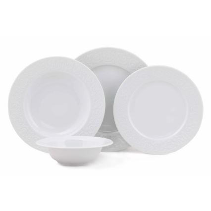 Conjunto de jantar 24 peças em porcelana branca
