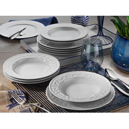 Conjunto de jantar 24 peças em porcelana branca