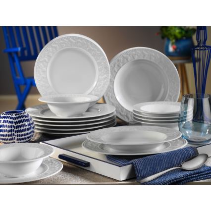 Conjunto de jantar 24 peças em porcelana branca
