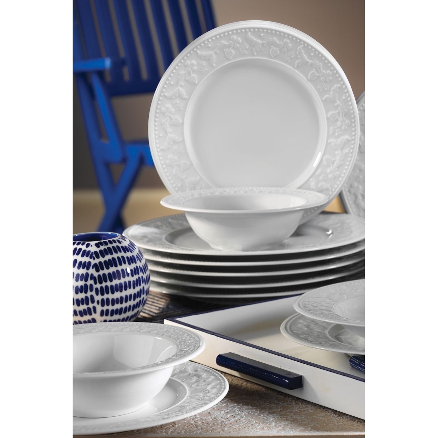 Conjunto de jantar 24 peças em porcelana branca