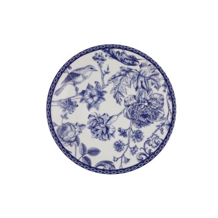 Conjunto de jantar 24 peças em porcelana, branco/azul