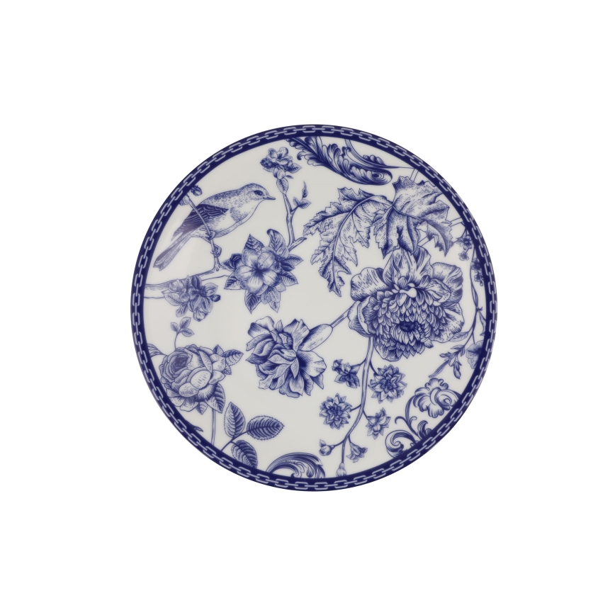 Conjunto de jantar 24 peças em porcelana, branco/azul