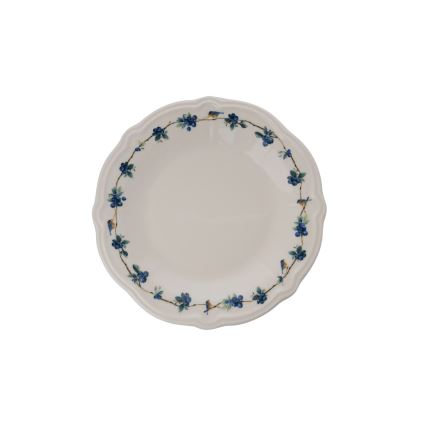 Conjunto de jantar 24 peças em porcelana, branco/azul