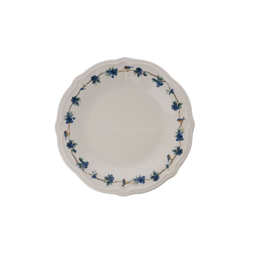 Conjunto de jantar 24 peças em porcelana, branco/azul