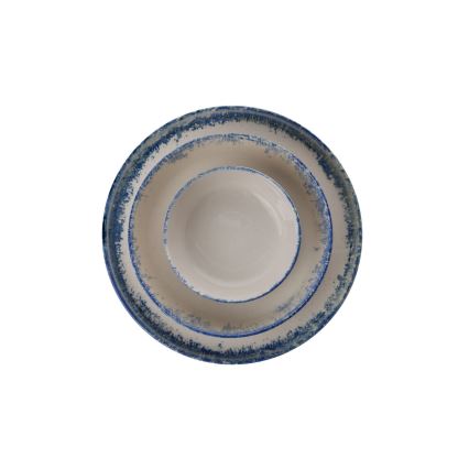 Conjunto de jantar 24 peças em porcelana, branco/azul