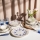 Conjunto de jantar 24 peças em porcelana branco/azul/vermelho