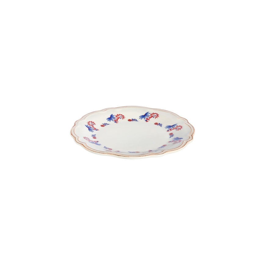 Conjunto de jantar 24 peças em porcelana branco/azul/vermelho