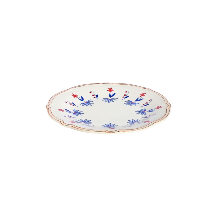 Conjunto de jantar 24 peças em porcelana branco/azul/vermelho