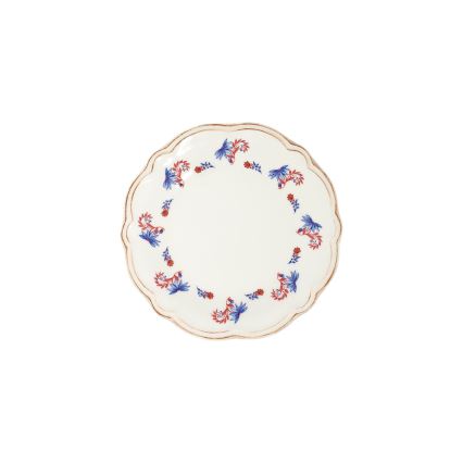 Conjunto de jantar 24 peças em porcelana branco/azul/vermelho