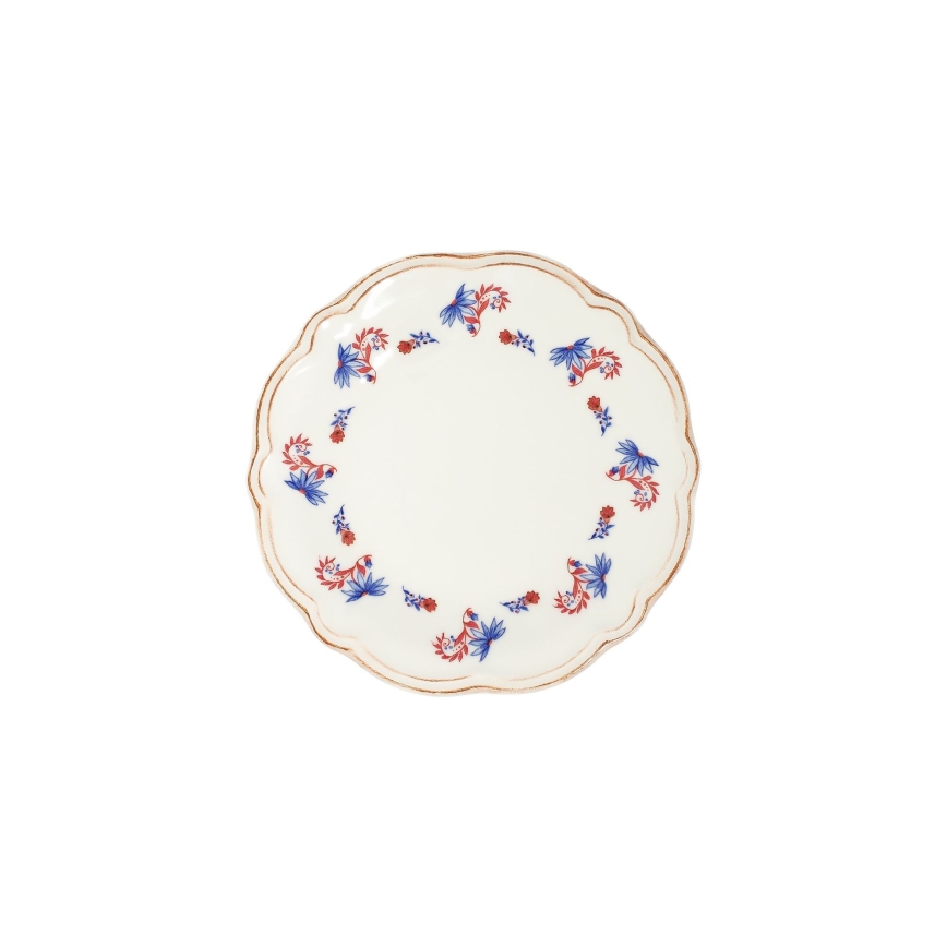 Conjunto de jantar 24 peças em porcelana branco/azul/vermelho