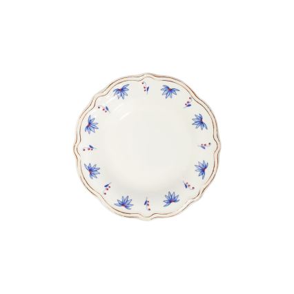 Conjunto de jantar 24 peças em porcelana branco/azul/vermelho