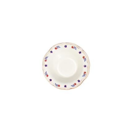 Conjunto de jantar 24 peças em porcelana branco/azul/vermelho