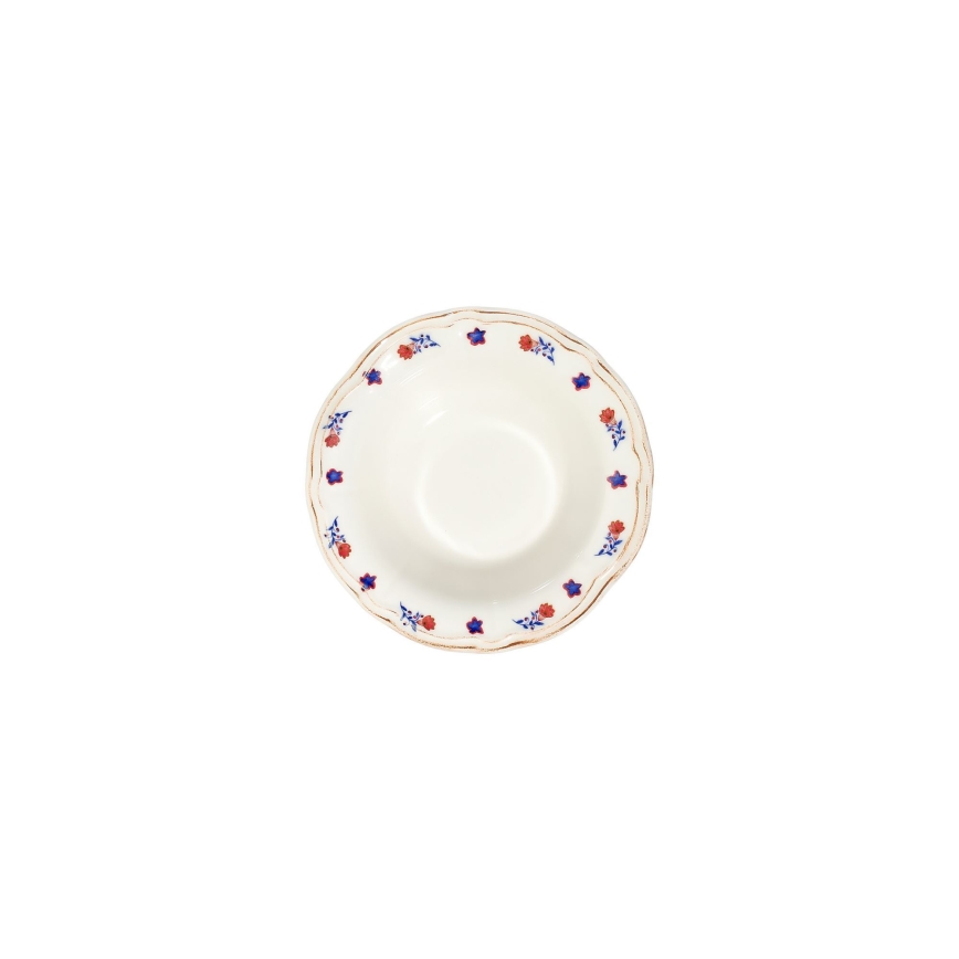 Conjunto de jantar 24 peças em porcelana branco/azul/vermelho