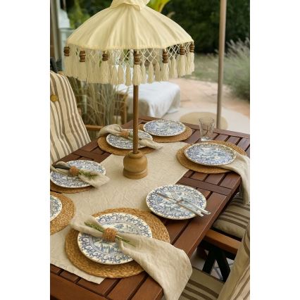 Conjunto de jantar 24 peças em porcelana, branco e azul
