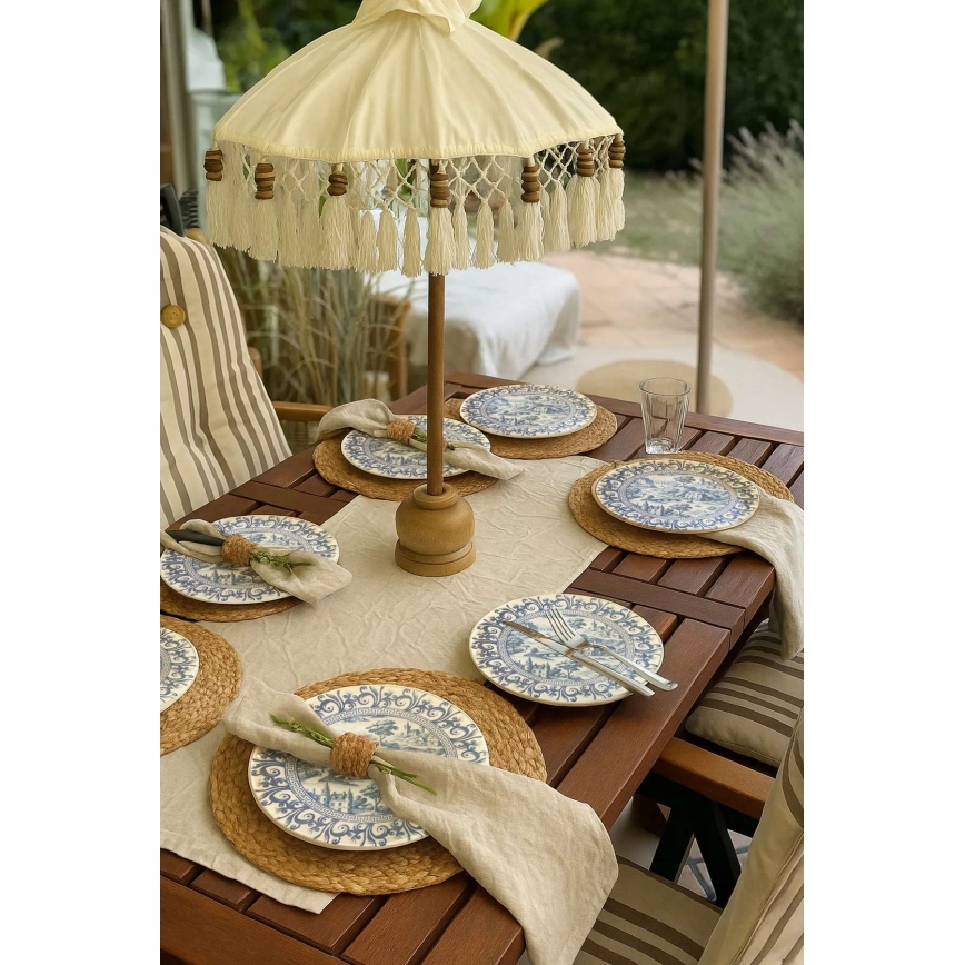 Conjunto de jantar 24 peças em porcelana, branco e azul