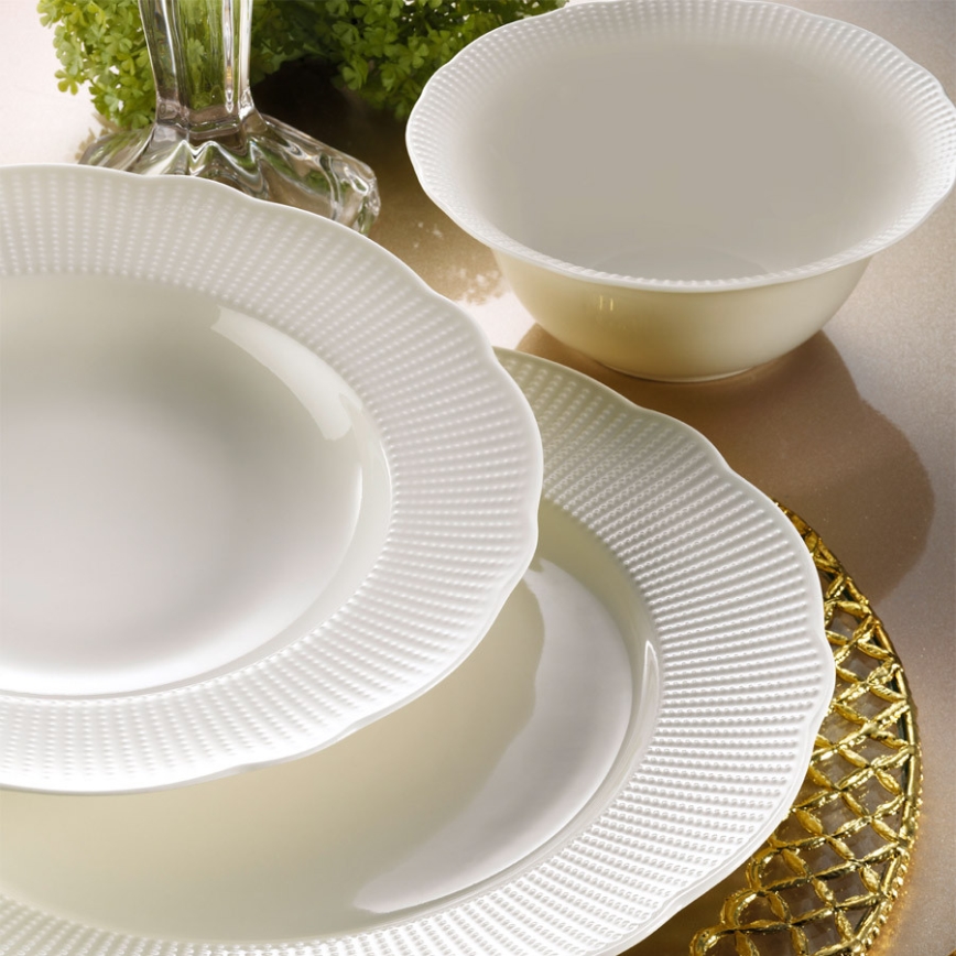 Conjunto de jantar 24 peças em porcelana, branco