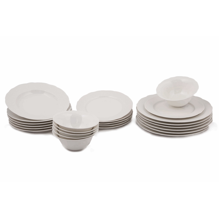 Conjunto de jantar 24 peças em porcelana, branco
