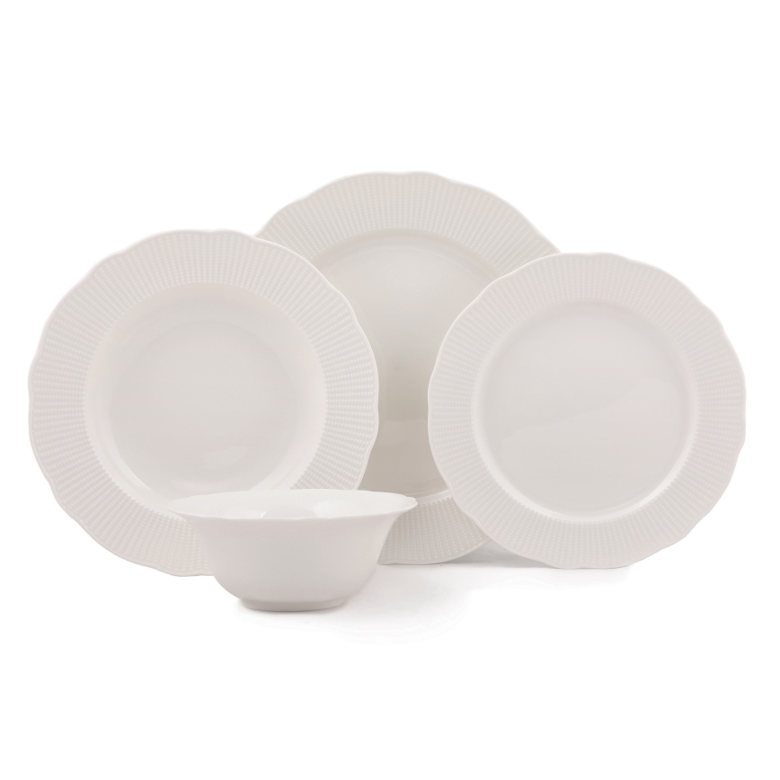 Conjunto de jantar 24 peças em porcelana, branco