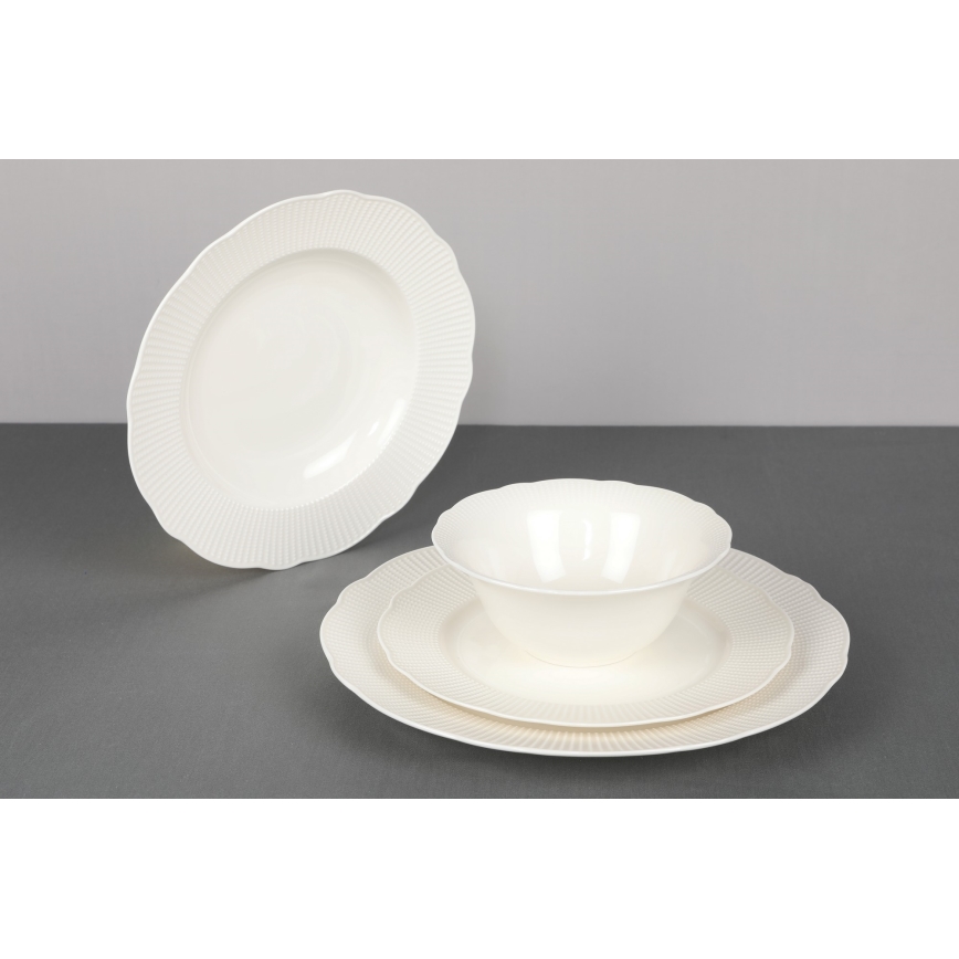 Conjunto de jantar 24 peças em porcelana, branco