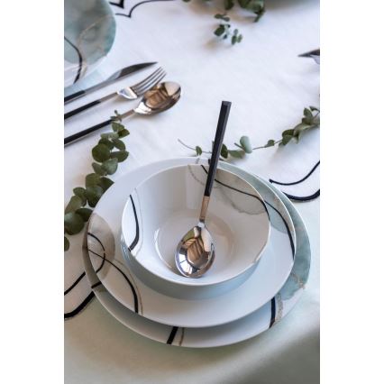 Conjunto de jantar 24 peças em porcelana, cinzento e verde