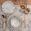 Conjunto de jantar 24 peças em porcelana, cor cinza