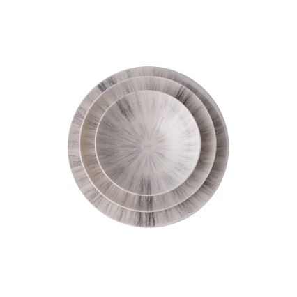 Conjunto de jantar 24 peças em porcelana, cor cinza