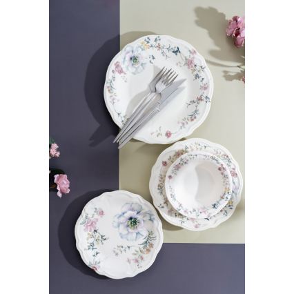 Conjunto de jantar 24 peças em porcelana, multicolorido